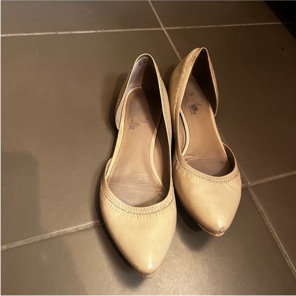 SIGERSON MORRISON Leather Cutaway Nude Pointed Toe Ballet Flats Quiet Luxury Tan - Picture 8 of 13